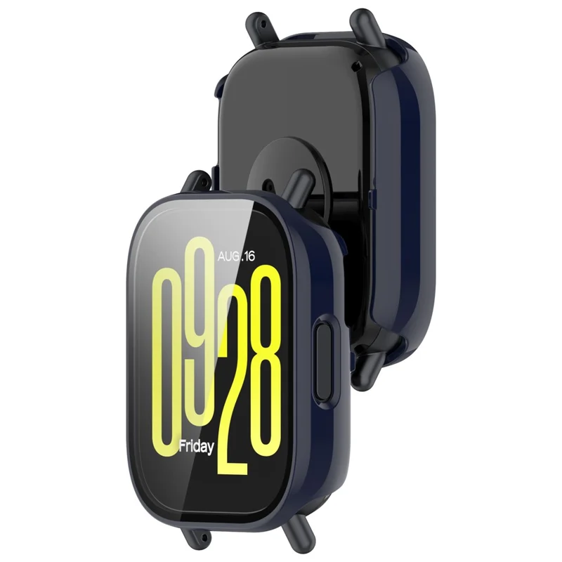 Per Xiaomi Redmi Watch 5 Active PC Cover Watch Frame Case con Pellicola Protettiva in Vetro Temperato per Schermo - Blu Scuro