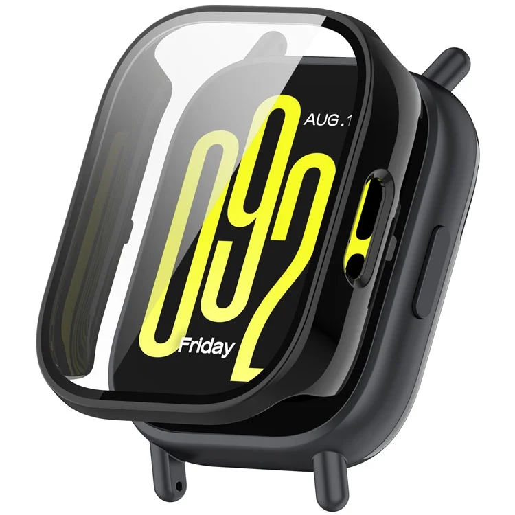 For Xiaomi Redmi Watch 5 Lite PC Cover Watch Frame Case with Tempered Glass Screen Film - Black
