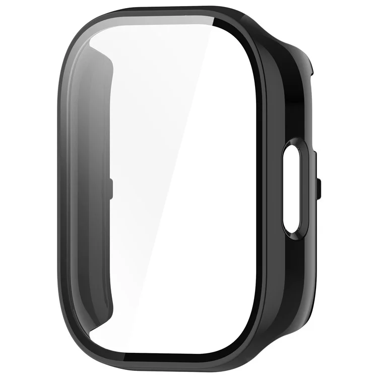 For Xiaomi Redmi Watch 5 Lite PC Cover Watch Frame Case with Tempered Glass Screen Film - Black