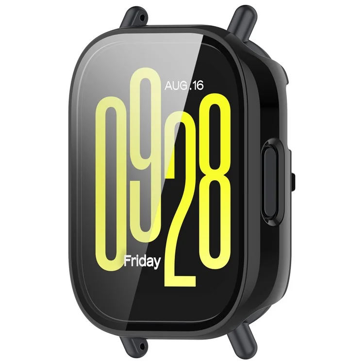 For Xiaomi Redmi Watch 5 Lite PC Cover Watch Frame Case with Tempered Glass Screen Film - Black