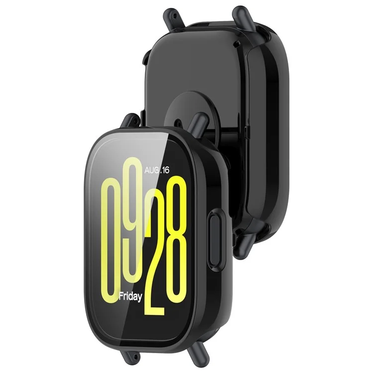 For Xiaomi Redmi Watch 5 Lite PC Cover Watch Frame Case with Tempered Glass Screen Film - Black