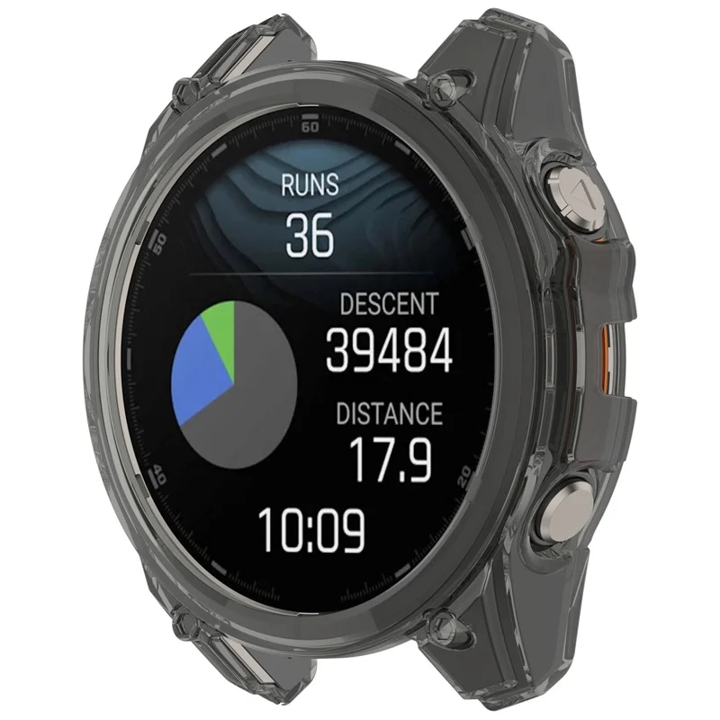 For Garmin Fenix 8 43mm TPU Case Drop-Proof Half Guard Watch Case Cover - Transparent Black