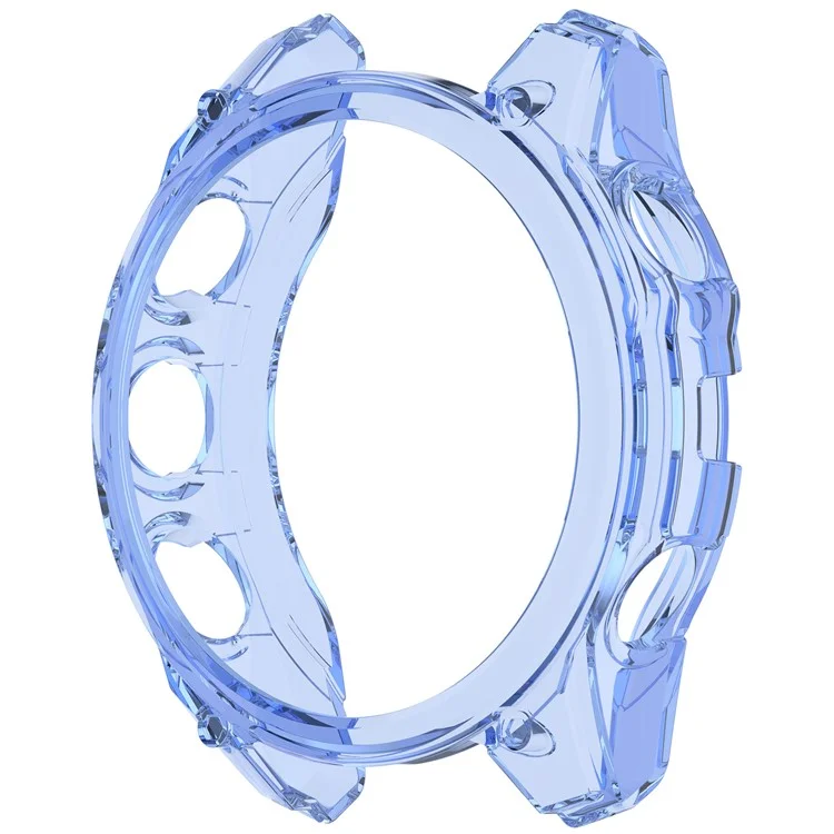 Para Garmin Fenix 8 51mm Watch Case Half Wrapped Flexible TPU Protective Cover - Azul Transparente