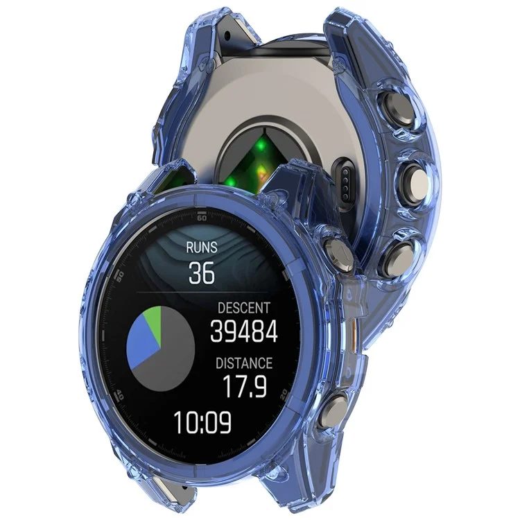 Para Garmin Fenix 8 51mm Watch Case Half Wrapped Flexible TPU Protective Cover - Azul Transparente