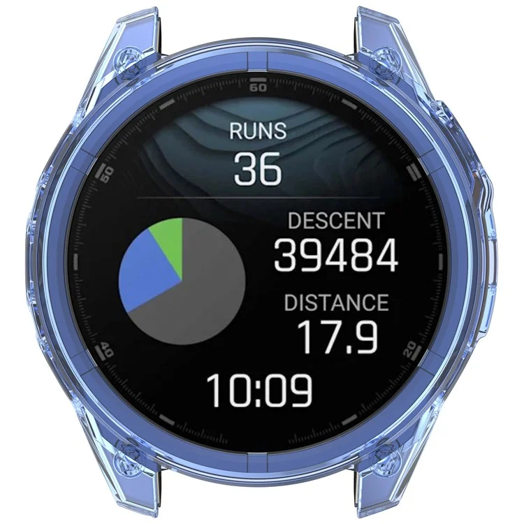 Para Garmin Fenix 8 51mm Watch Case Half Wrapped Flexible TPU Protective Cover - Azul Transparente