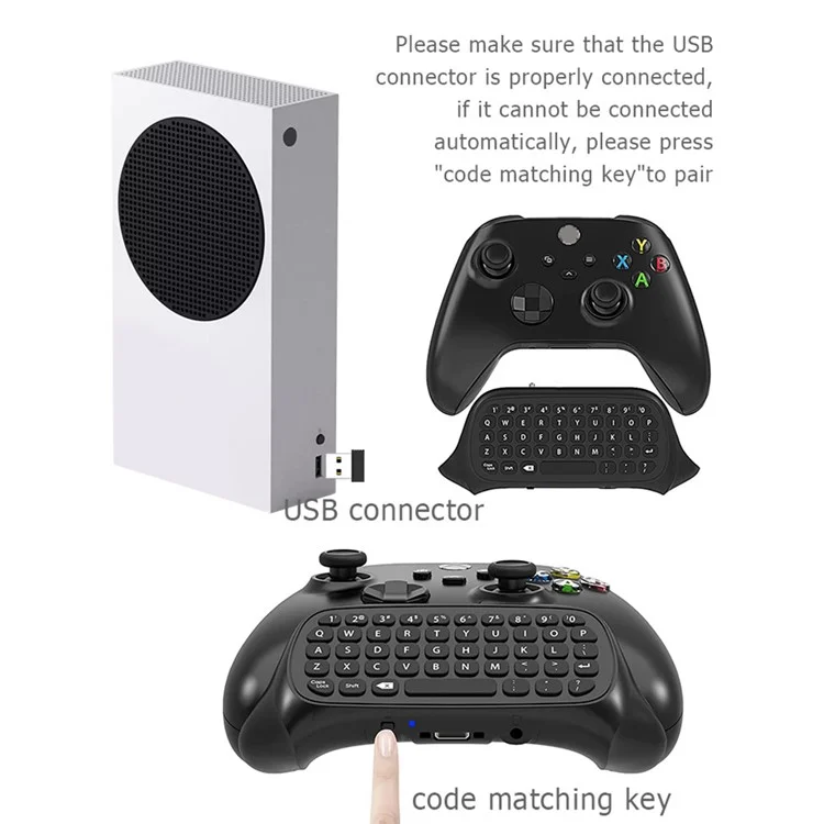 DATA FROG Gamepad Keyboard for Xbox Series X / Series S / One S / One Elite / One Game Controller 2.4G Wireless Keyboard - White