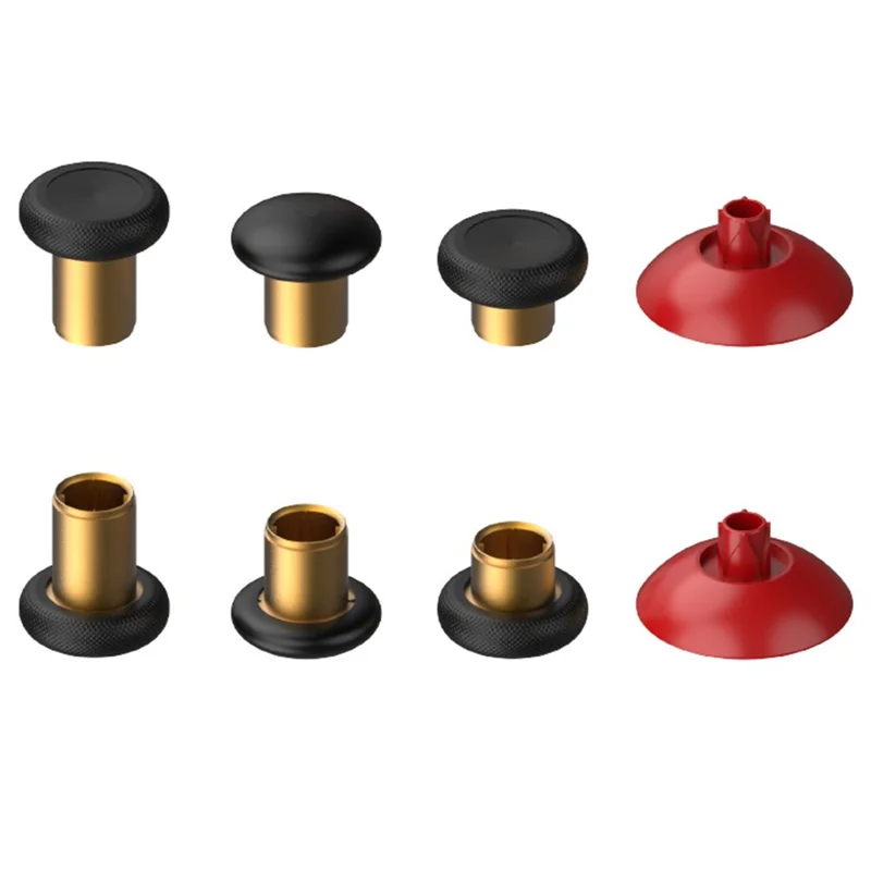 DATA FROG 3 Pairs Thumbstick for Xbox One Elite / One S / Series X / Series S / Sony PlayStation 4 Controller Replacement Rocker with Base - Gold / Red Base