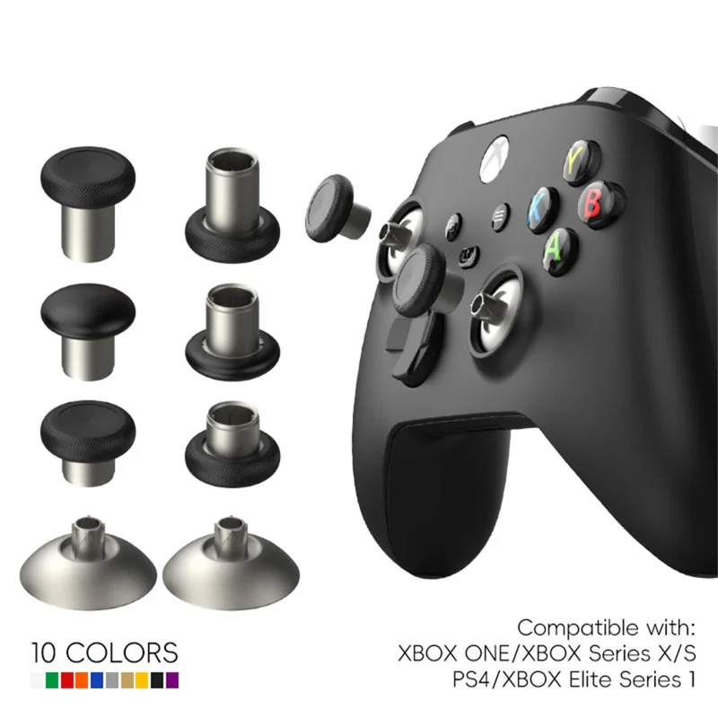 DATA FROG 3 Pairs Thumbstick for Xbox One Elite / One S / Series X / Series S / Sony PlayStation 4 Controller Replacement Rocker with Base - Gold / Red Base