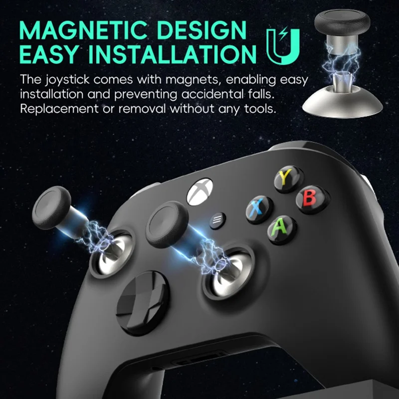 DATA FROG 3 Pairs Thumbstick for Xbox One Elite / One S / Series X / Series S / Sony PlayStation 4 Controller Replacement Rocker with Base - Gold / Red Base