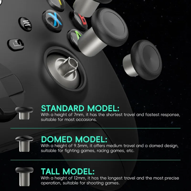 DATA FROG 3 Pairs Thumbstick for Xbox One Elite / One S / Series X / Series S / Sony PlayStation 4 Controller Replacement Rocker with Base - Gold / Red Base