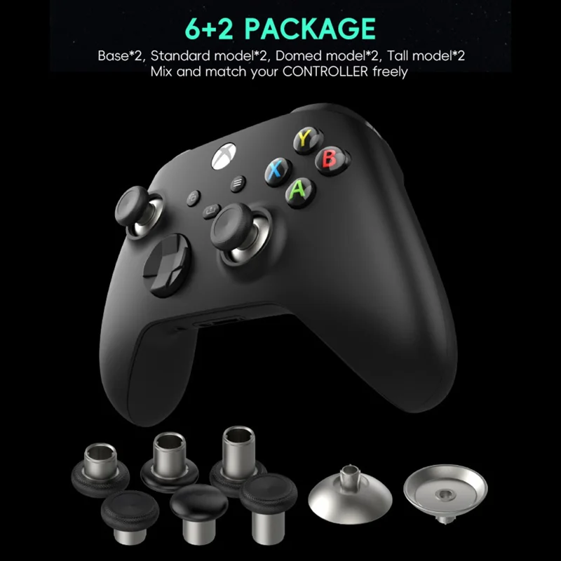 DATA FROG 3 Pairs Thumbstick for Xbox One Elite / One S / Series X / Series S / Sony PlayStation 4 Controller Replacement Rocker with Base - Gold / Red Base