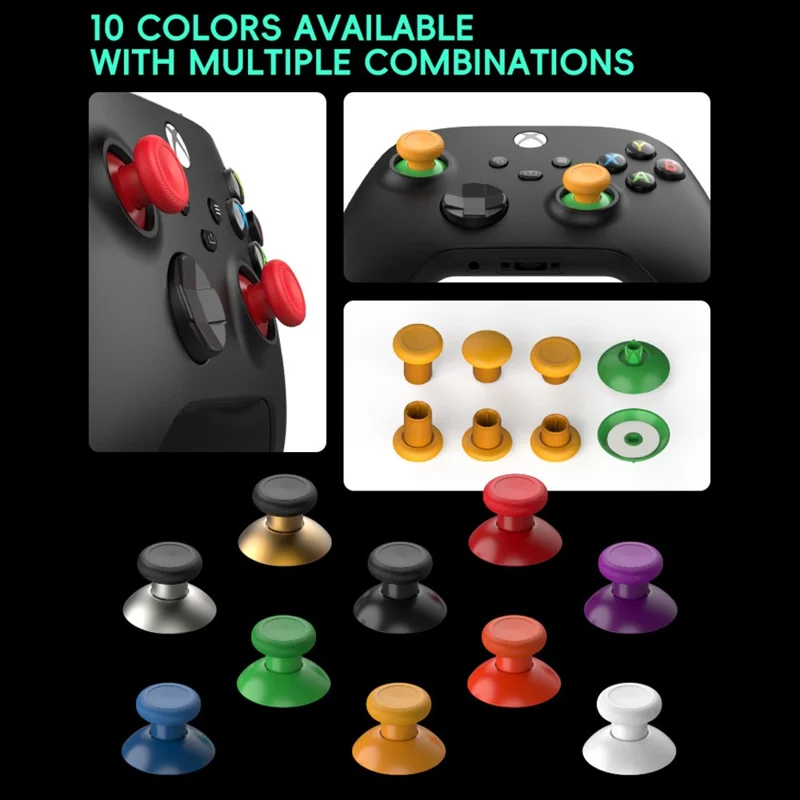 DATA FROG 3 Pairs Thumbstick for Xbox One Elite / One S / Series X / Series S / Sony PlayStation 4 Controller Replacement Rocker with Base - Gold / Red Base