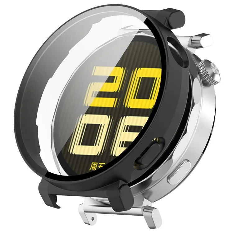 Pour Huawei Watch GT 5 Pro 42mm PC Cover Watch Frame Case avec Film de protection d'écran en verre trempé - Noir mat