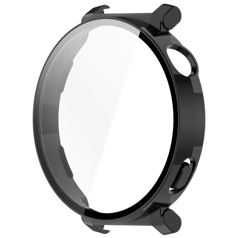 For Huawei Watch GT 5 Pro 42mm PC Cover Watch Frame Case with Tempered Glass Screen Film - Black