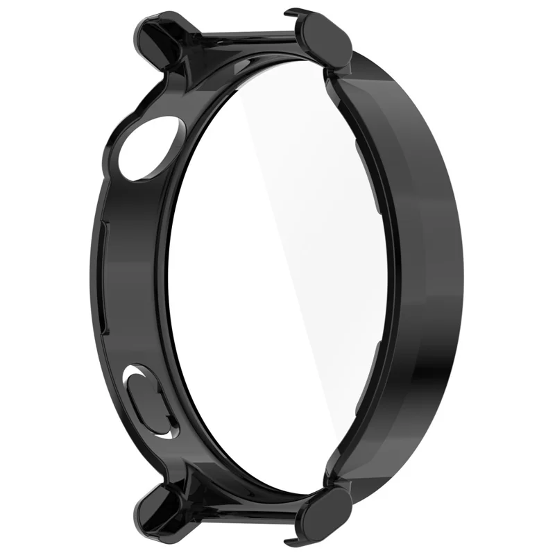For Huawei Watch GT 5 Pro 42mm PC Cover Watch Frame Case with Tempered Glass Screen Film - Black