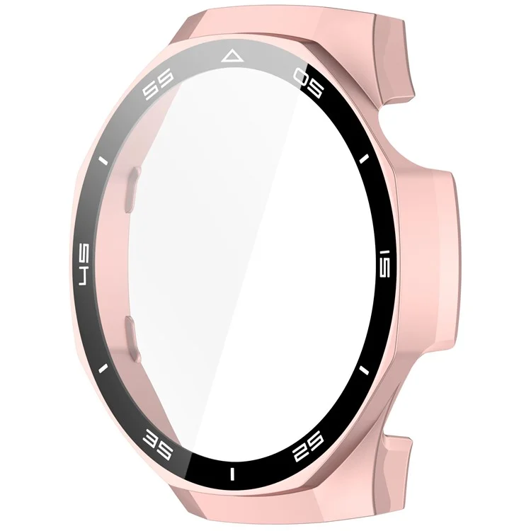 Pour Huawei Watch GT 5 Pro 46mm PC Cover Scale Design Watch Case Cover avec Tempered Glass Screen Film - Rose Gold