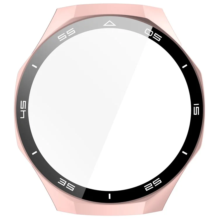 Pour Huawei Watch GT 5 Pro 46mm PC Cover Scale Design Watch Case Cover avec Tempered Glass Screen Film - Rose Gold