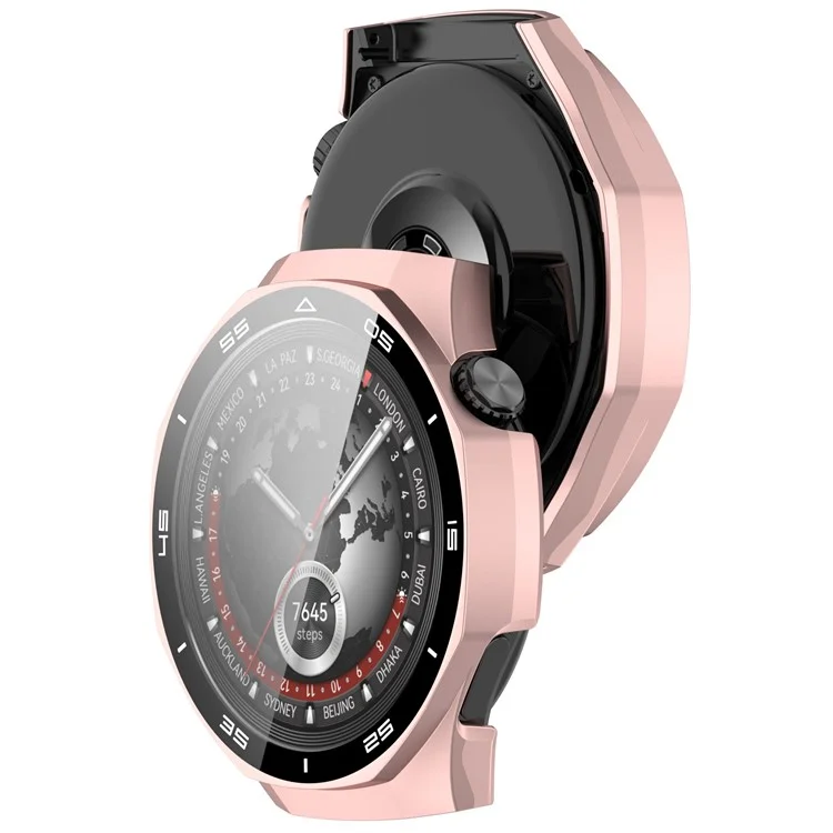 Pour Huawei Watch GT 5 Pro 46mm PC Cover Scale Design Watch Case Cover avec Tempered Glass Screen Film - Rose Gold