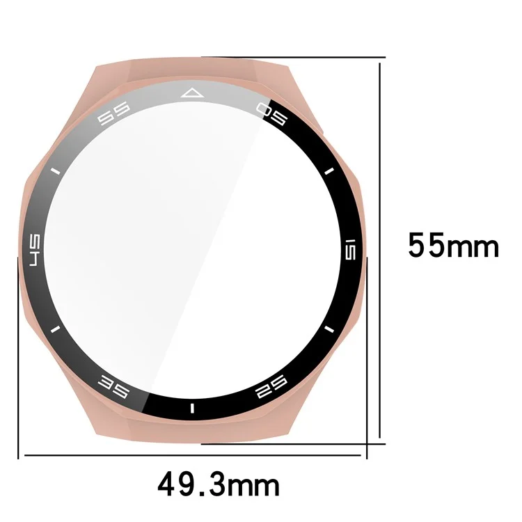 Pour Huawei Watch GT 5 Pro 46mm PC Cover Scale Design Watch Case Cover avec Tempered Glass Screen Film - Rose Gold