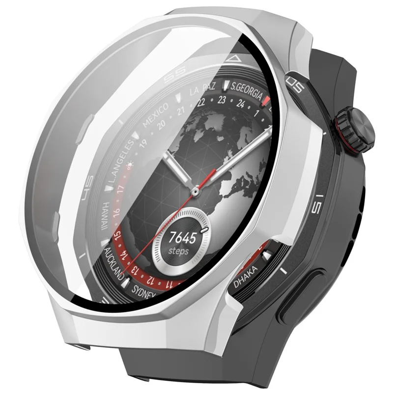 Per Huawei Watch GT 5 Pro 46mm PC Cover Watch Case Cover con Pellicola Schermo in Vetro Temperato - Argento Opaco