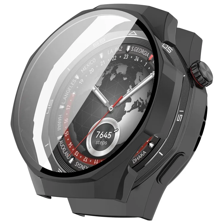 Pour Huawei Watch GT 5 Pro 46mm Étui de protection en PC avec film de protection en verre trempé pour écran - Noir