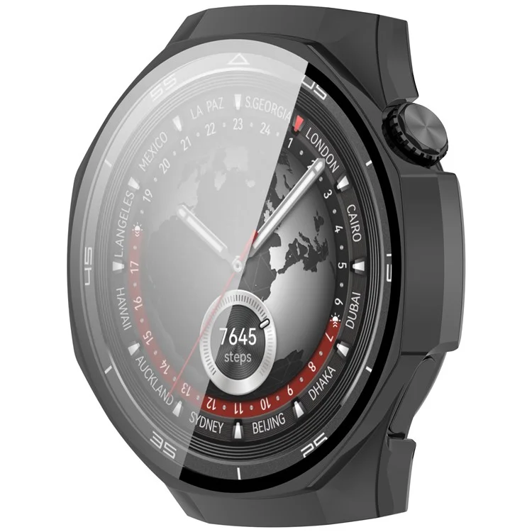 Pour Huawei Watch GT 5 Pro 46mm Étui de protection en PC avec film de protection en verre trempé pour écran - Noir