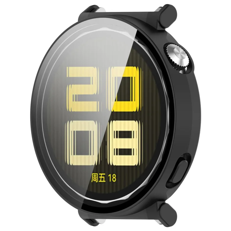 For Huawei Watch GT 5 41mm Matte PC Cover Watch Frame Case with Tempered Glass Screen Film - Black