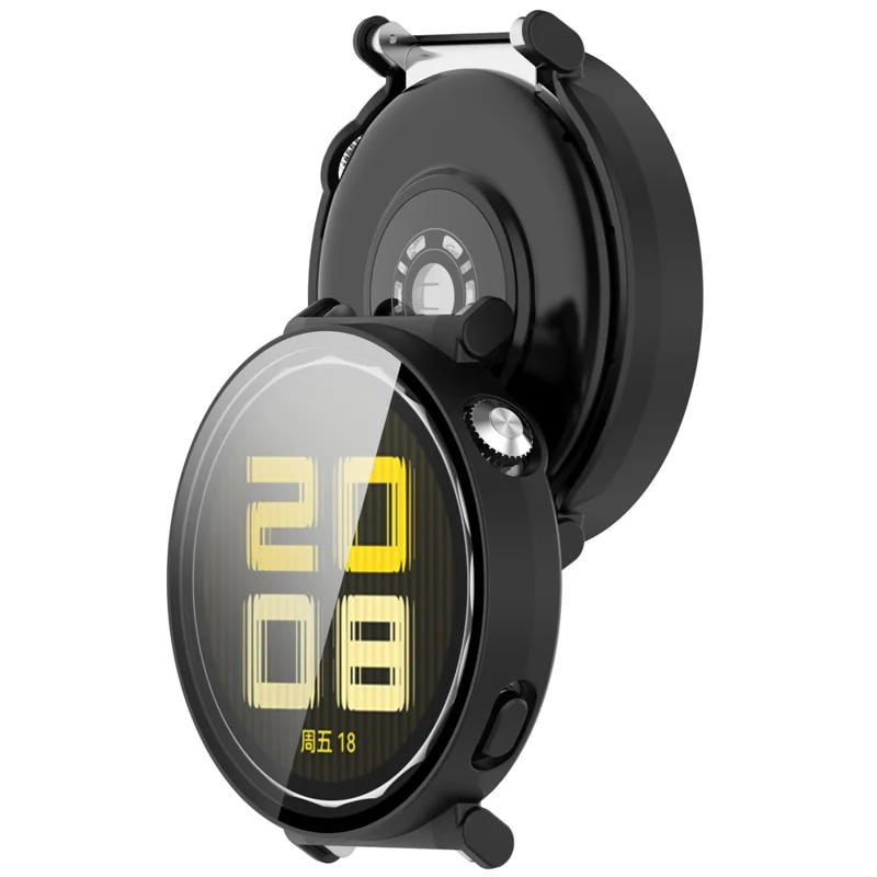 For Huawei Watch GT 5 41mm Matte PC Cover Watch Frame Case with Tempered Glass Screen Film - Black