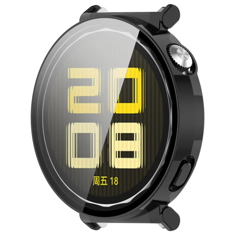For Huawei Watch GT 5 41mm PC Cover Watch Frame Case with Tempered Glass Screen Film - Black