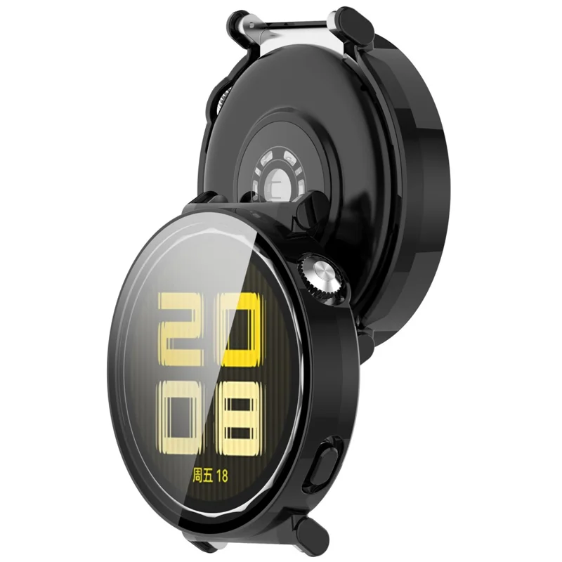 For Huawei Watch GT 5 41mm PC Cover Watch Frame Case with Tempered Glass Screen Film - Black