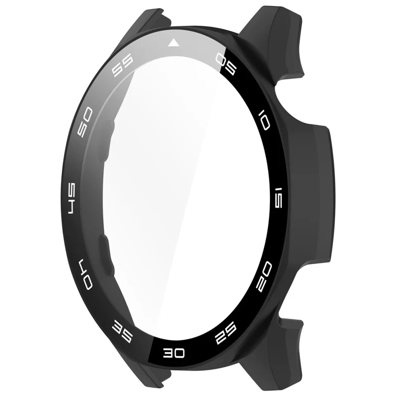 Para Huawei Watch GT 5 46mm PC Cover Watch Frame Case com Película de Vidro Temperado de Tela (Versão com Marcações de Bezel) - Preto
