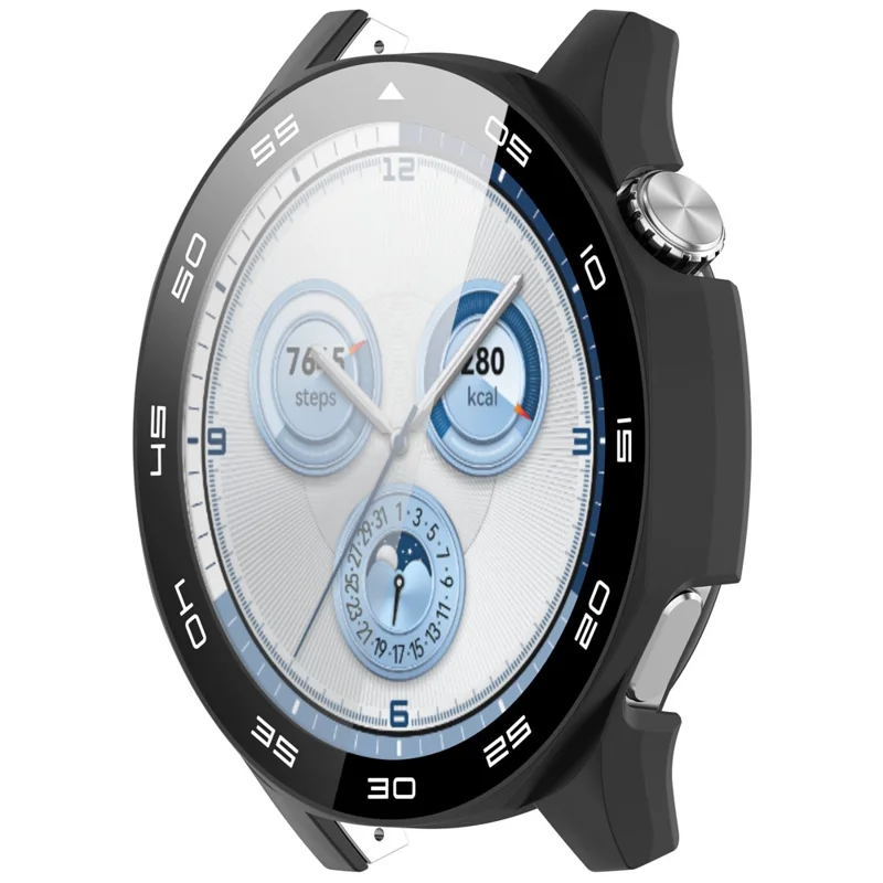Para Huawei Watch GT 5 46mm PC Cover Watch Frame Case com Película de Vidro Temperado de Tela (Versão com Marcações de Bezel) - Preto