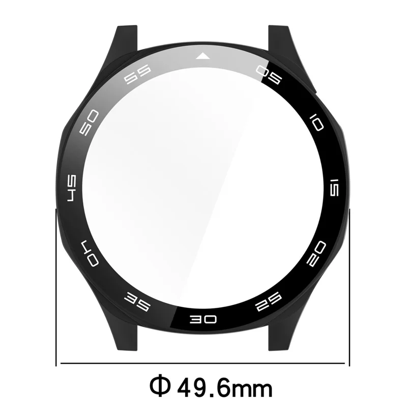 Para Huawei Watch GT 5 46mm PC Cover Watch Frame Case com Película de Vidro Temperado de Tela (Versão com Marcações de Bezel) - Preto