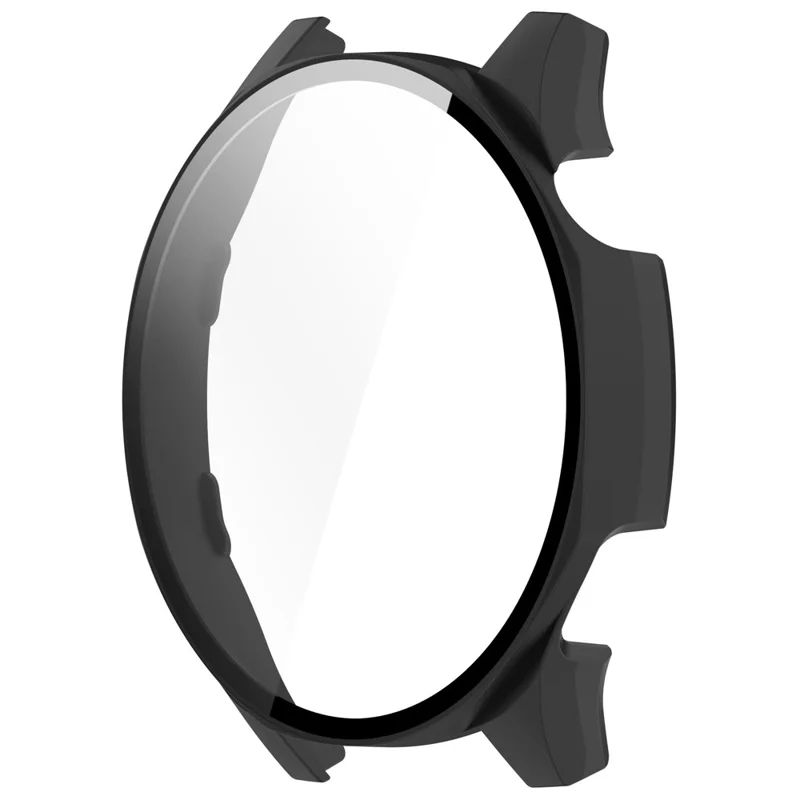 For Huawei Watch GT 5 46mm Matte PC Cover Watch Frame Case with Tempered Glass Screen Film - Black