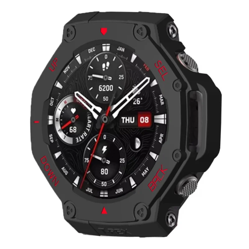 For Huami Amazfit T-Rex 3 Watch Case Drop-Proof Hard PC Protective Cover - Black / Red