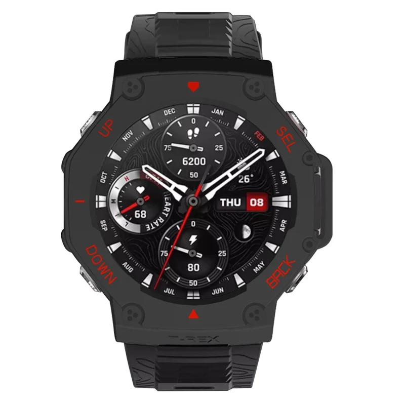 For Huami Amazfit T-Rex 3 Watch Case Drop-Proof Hard PC Protective Cover - Black / Red