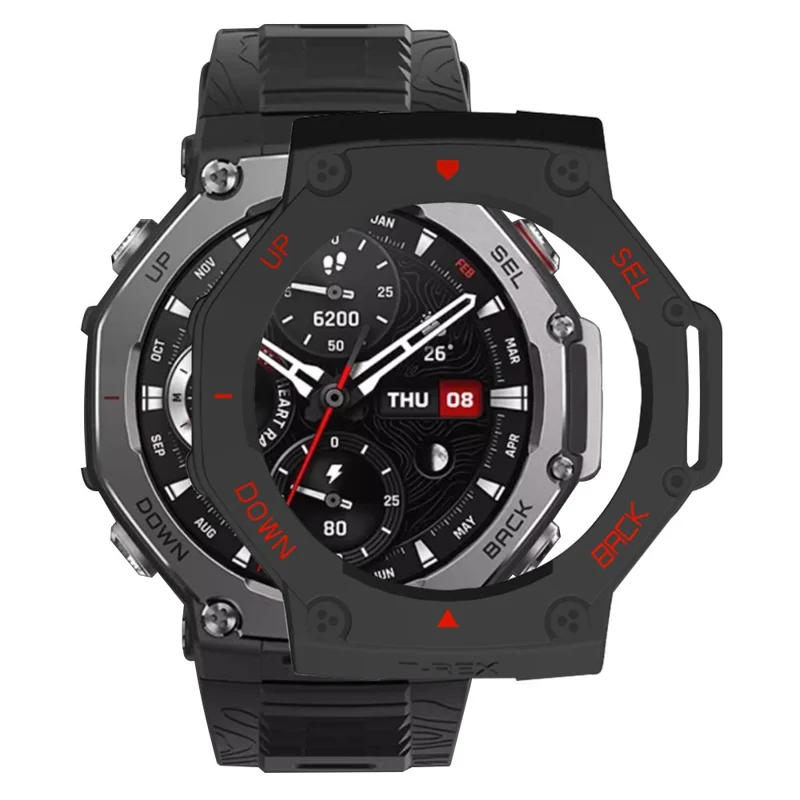 For Huami Amazfit T-Rex 3 Watch Case Drop-Proof Hard PC Protective Cover - Black / Red