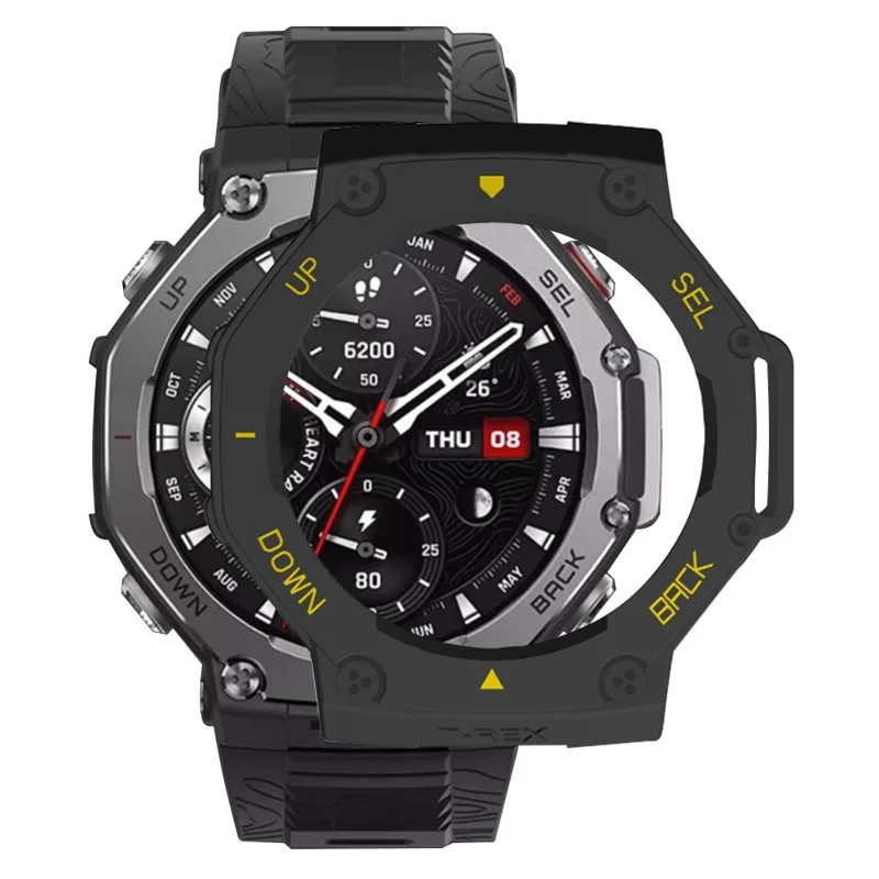 Чехол для защиты от падений из жесткого поликарбоната для часов Huami Amazfit T-Rex 3 - черный/желтый
