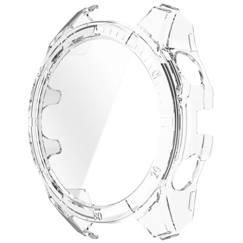 For Garmin Fenix 8 47mm Watch Case PC Frame Cover with Tempered Glass Screen Film - Transparent