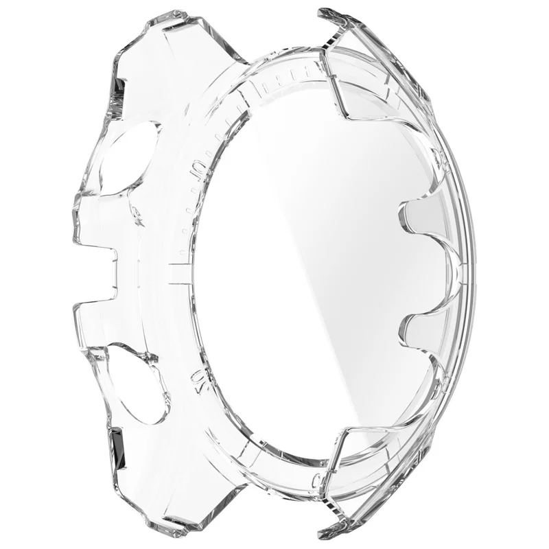 For Garmin Fenix 8 47mm Watch Case PC Frame Cover with Tempered Glass Screen Film - Transparent