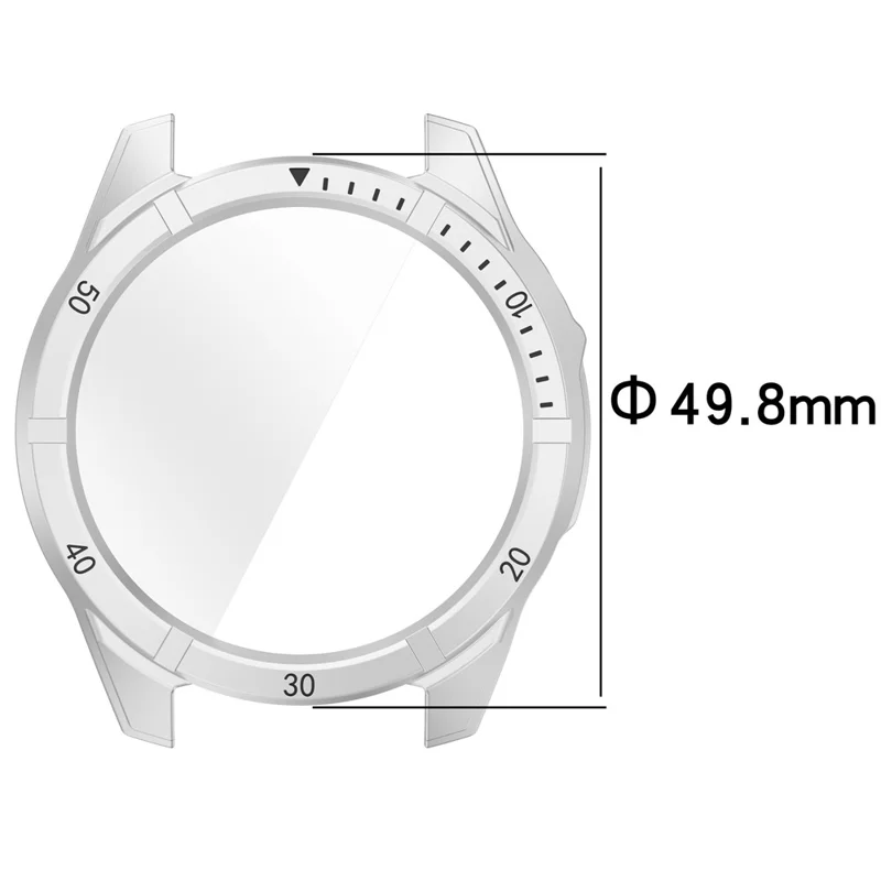 For Garmin Fenix 8 47mm Watch Case PC Frame Cover with Tempered Glass Screen Film - Transparent