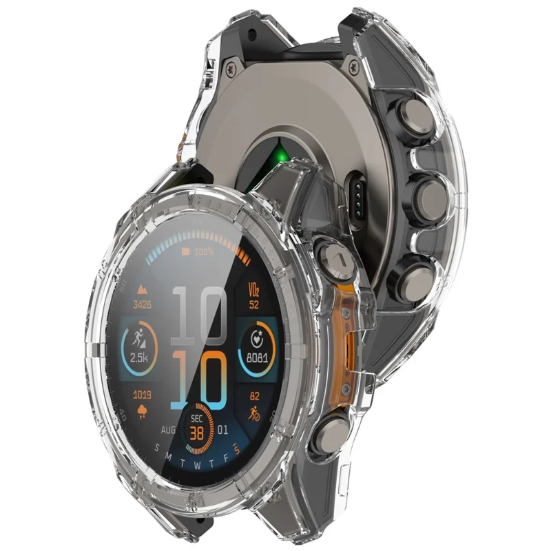 For Garmin Fenix 8 51mm Watch Case PC Frame Cover with Tempered Glass Screen Film - Transparent