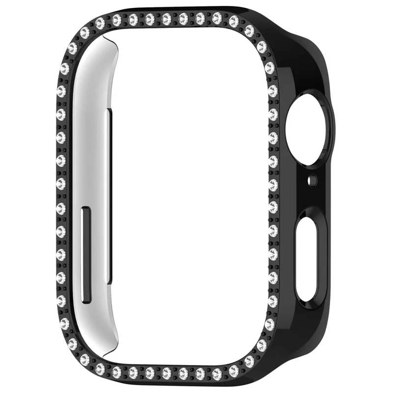 For Huawei Watch Fit 3 Watch Case Diamond Decor Half Coverage Hollow PC Watch Protective Cover - Electroplating Black