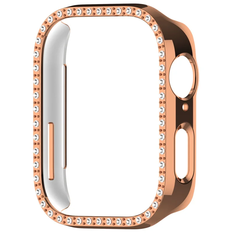 For Huawei Watch Fit 3 Watch Case Diamond Decor Half Coverage Hollow PC Watch Protective Cover - Electroplating Rose Gold