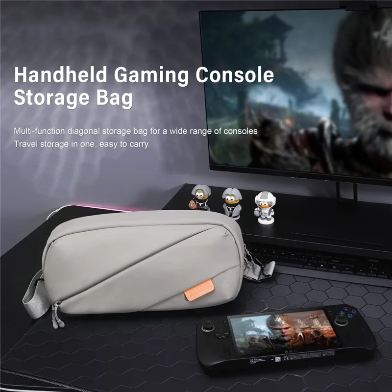 STARTRC GAMES For Steam Deck Game Console Carrying Bag PU Leather Shockproof Crossbody Bag - Grey