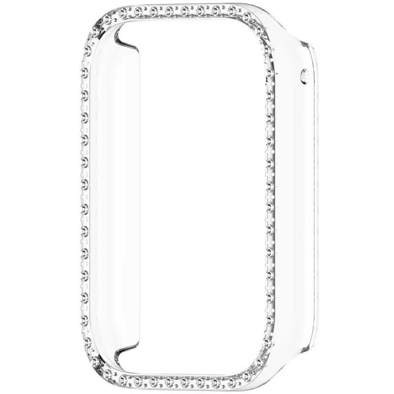 For Xiaomi Smart Band 8 Pro Watch Case Diamond Decor Half Coverage Hollow PC Watch Protective Cover - Transparent