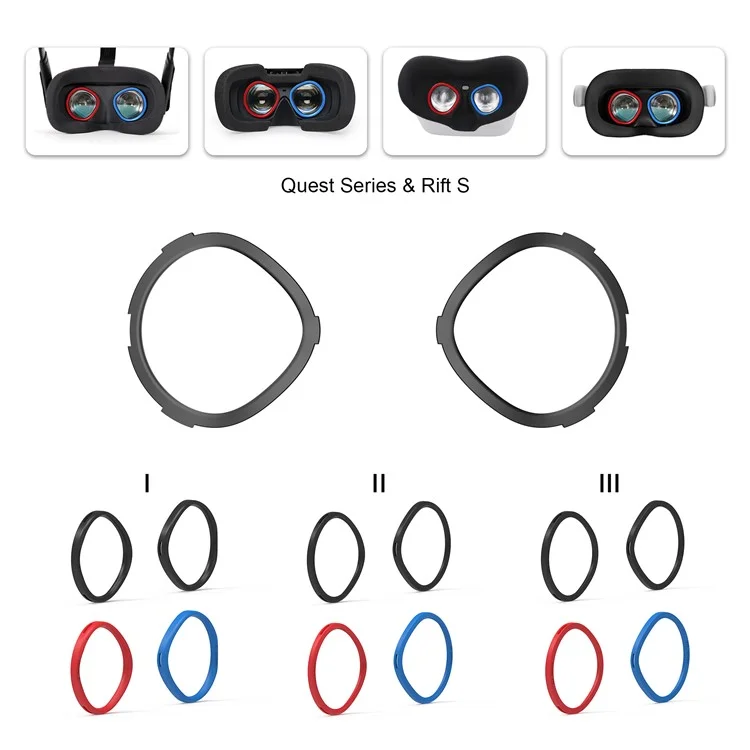 Anéis de Proteção para Lentes AMVR Q3S 1 Par para Meta Quest 3S / Quest 2 / Quest / Rift S / Oculus Go VR Headset