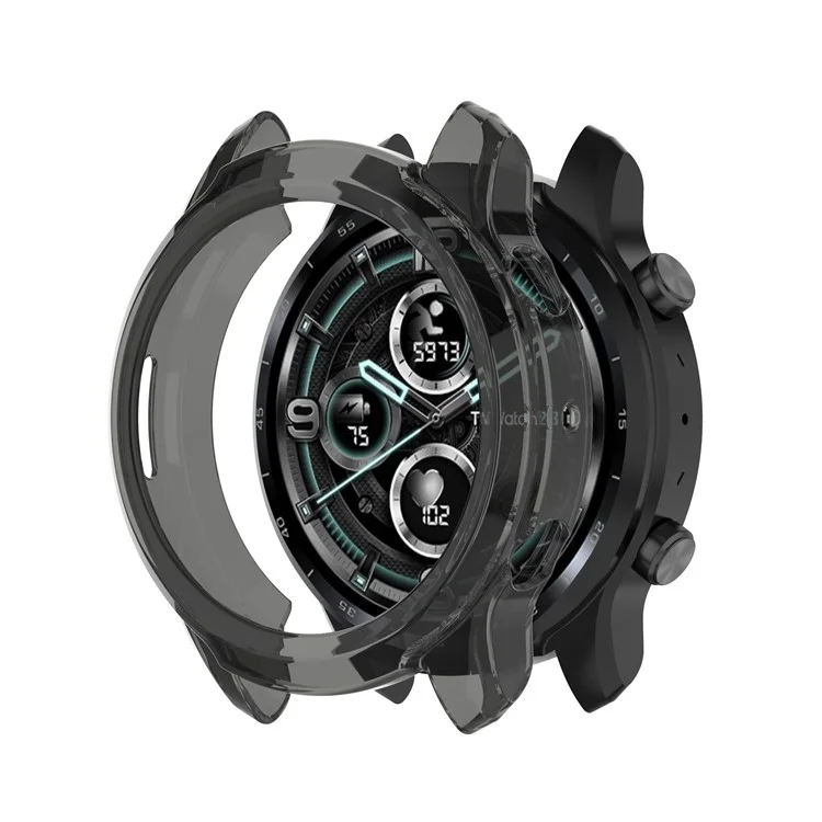 Capa de proteção Smart Watch TPU de cobertura parcial para TicWatch Pro 3/TicWatch Pro X - Preto transparente