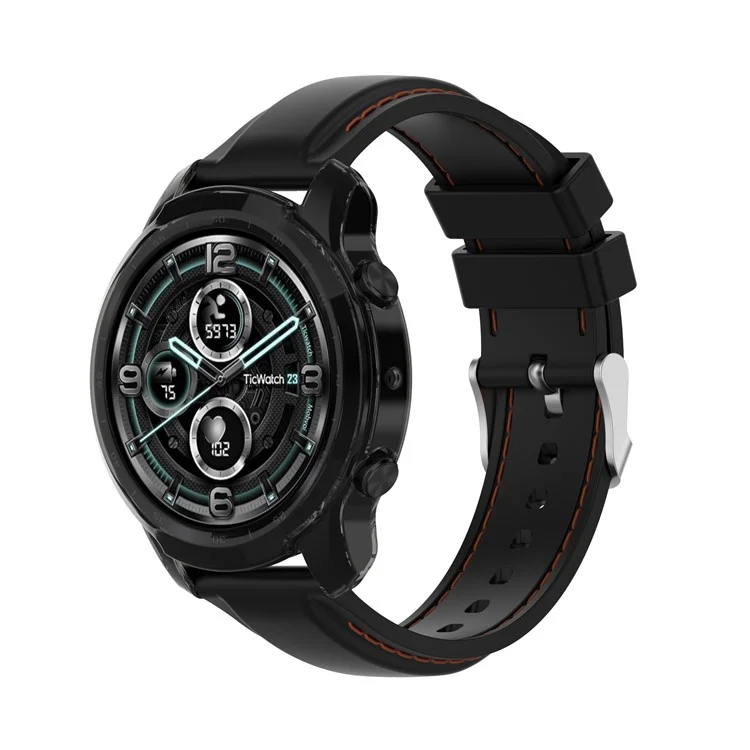 Capa de proteção Smart Watch TPU de cobertura parcial para TicWatch Pro 3/TicWatch Pro X - Preto transparente