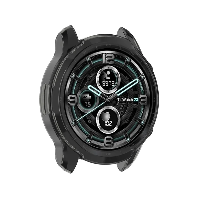 Capa de proteção Smart Watch TPU de cobertura parcial para TicWatch Pro 3/TicWatch Pro X - Preto transparente